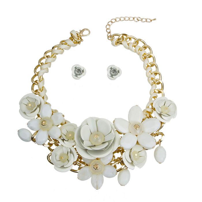 Buy ZaffreCollections Shimmering Chunky White Necklace Set for Women and  Girls (ZCNS0085) at Amazon.in